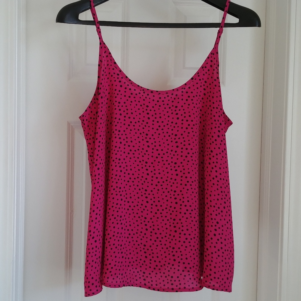 Apt. 9 Pink Polka Dot Tank Top Sheer